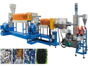 PE PP flakes force feeding two stage pelletizing line